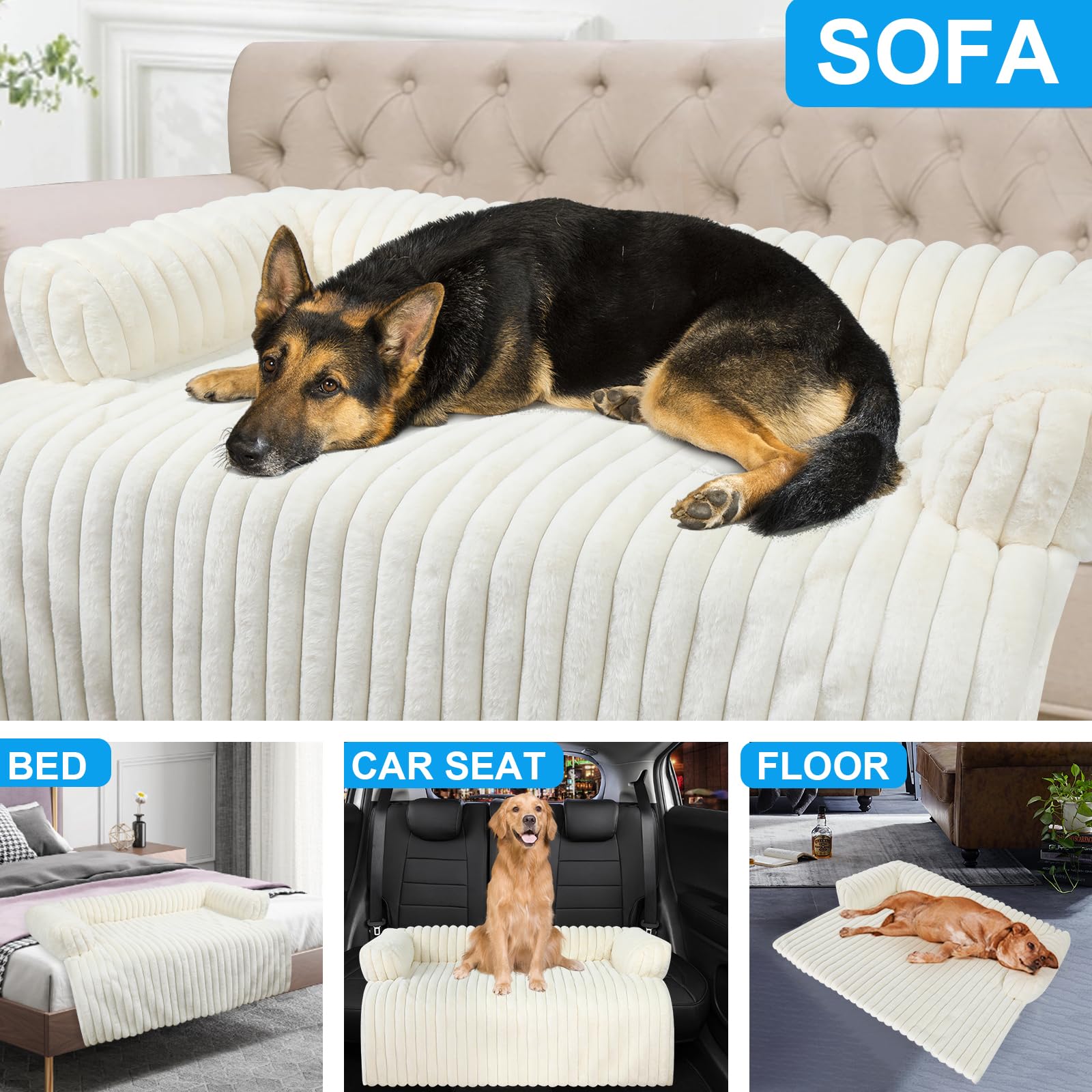 Luxurious Dog Couch Bed, Washable Calming Dog Couch Cover, Removable Couch Protector For Dogs, Waterproof Sofa Bed, Pet Bed Mats